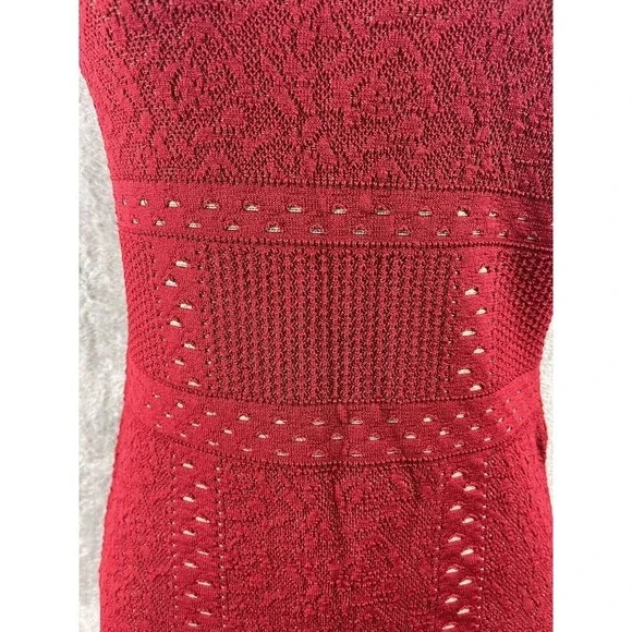 Ali & Jay Sheath Red Nude Bodycon Dress Small Lace Stretch Sleeveless - Picture 2 of 9